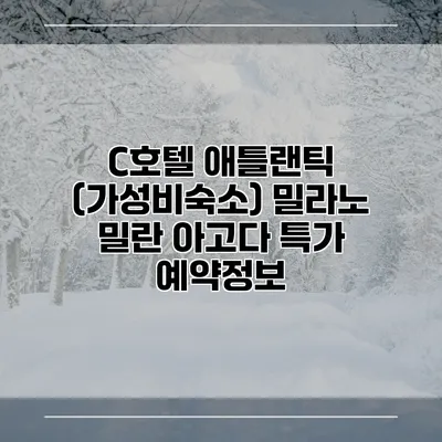 C호텔 애틀랜틱 (가성비숙소) 밀라노 밀란 아고다 특가 예약정보