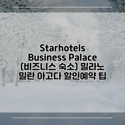 Starhotels Business Palace (비즈니스 숙소) 밀라노 밀란 아고다 할인예약 팁