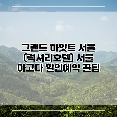 그랜드 하얏트 서울 (럭셔리호텔) 서울 아고다 할인예약 꿀팁
