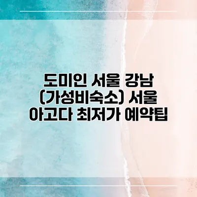 도미인 서울 강남 (가성비숙소) 서울 아고다 최저가 예약팁