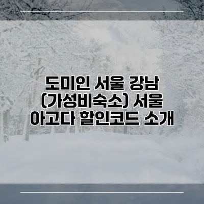 도미인 서울 강남 (가성비숙소) 서울 아고다 할인코드 소개