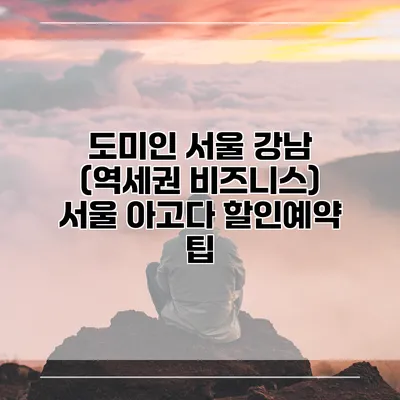 도미인 서울 강남 (역세권 비즈니스) 서울 아고다 할인예약 팁