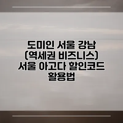 도미인 서울 강남 (역세권 비즈니스) 서울 아고다 할인코드 활용법