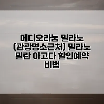 메디오라눔 밀라노 (관광명소근처) 밀라노 밀란 아고다 할인예약 비법