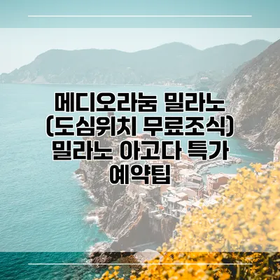 메디오라눔 밀라노 (도심위치 무료조식) 밀라노 아고다 특가 예약팁