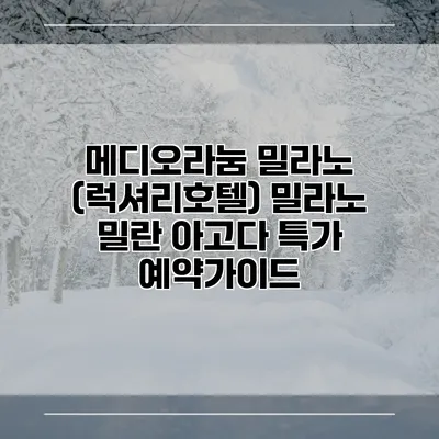 메디오라눔 밀라노 (럭셔리호텔) 밀라노 밀란 아고다 특가 예약가이드