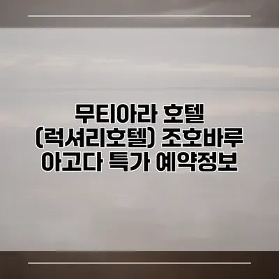 무티아라 호텔 (럭셔리호텔) 조호바루 아고다 특가 예약정보