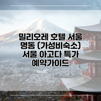 밀리오레 호텔 서울 명동 (가성비숙소) 서울 아고다 특가 예약가이드