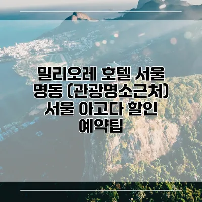 밀리오레 호텔 서울 명동 (관광명소근처) 서울 아고다 할인 예약팁