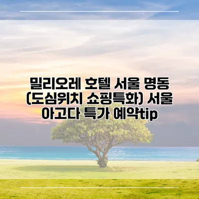 밀리오레 호텔 서울 명동 (도심위치 쇼핑특화) 서울 아고다 특가 예약tip