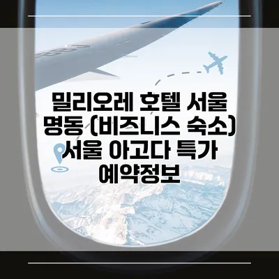 밀리오레 호텔 서울 명동 (비즈니스 숙소) 서울 아고다 특가 예약정보