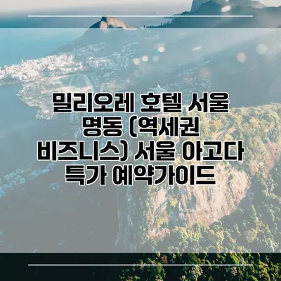 밀리오레 호텔 서울 명동 (역세권 비즈니스) 서울 아고다 특가 예약가이드