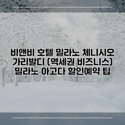 비앤비 호텔 밀라노 체니시오 가리발디 (역세권 비즈니스) 밀라노 아고다 할인예약 팁