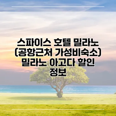 스파이스 호텔 밀라노 (공항근처 가성비숙소) 밀라노 아고다 할인 정보