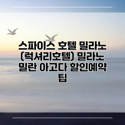 스파이스 호텔 밀라노 (럭셔리호텔) 밀라노 밀란 아고다 할인예약 팁
