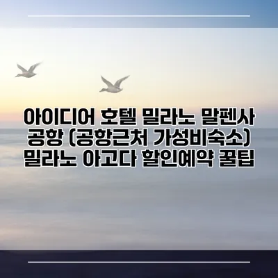 아이디어 호텔 밀라노 말펜사 공항 (공항근처 가성비숙소) 밀라노 아고다 할인예약 꿀팁