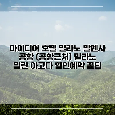 아이디어 호텔 밀라노 말펜사 공항 (공항근처) 밀라노 밀란 아고다 할인예약 꿀팁