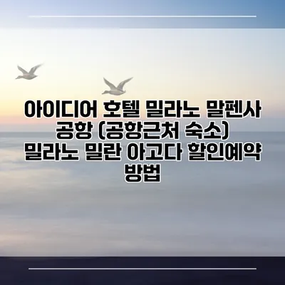 아이디어 호텔 밀라노 말펜사 공항 (공항근처 숙소) 밀라노 밀란 아고다 할인예약 방법