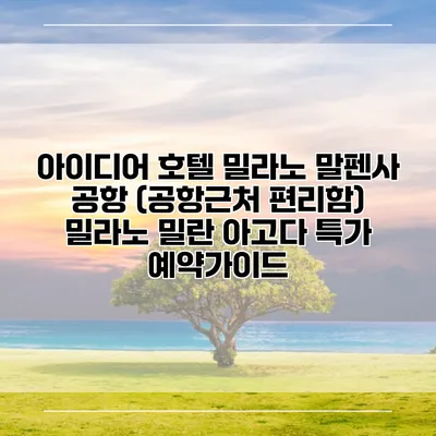아이디어 호텔 밀라노 말펜사 공항 (공항근처 편리함) 밀라노 밀란 아고다 특가 예약가이드