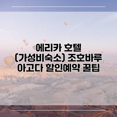 에리카 호텔 (가성비숙소) 조호바루 아고다 할인예약 꿀팁