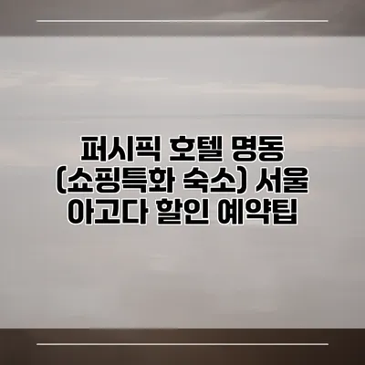 퍼시픽 호텔 명동 (쇼핑특화 숙소) 서울 아고다 할인 예약팁