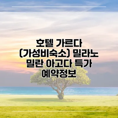 호텔 가르다 (가성비숙소) 밀라노 밀란 아고다 특가 예약정보