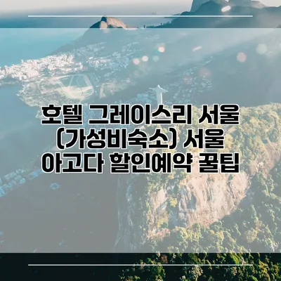 호텔 그레이스리 서울 (가성비숙소) 서울 아고다 할인예약 꿀팁