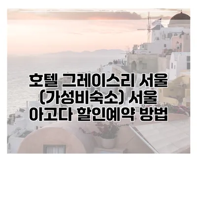 호텔 그레이스리 서울 (가성비숙소) 서울 아고다 할인예약 방법