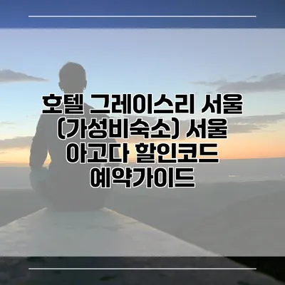 호텔 그레이스리 서울 (가성비숙소) 서울 아고다 할인코드 예약가이드
