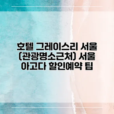 호텔 그레이스리 서울 (관광명소근처) 서울 아고다 할인예약 팁