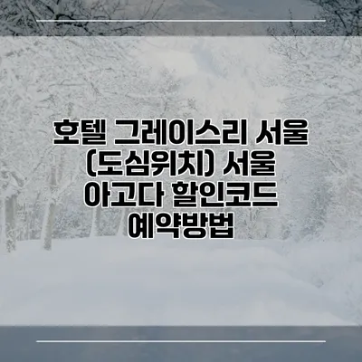 호텔 그레이스리 서울 (도심위치) 서울 아고다 할인코드 예약방법