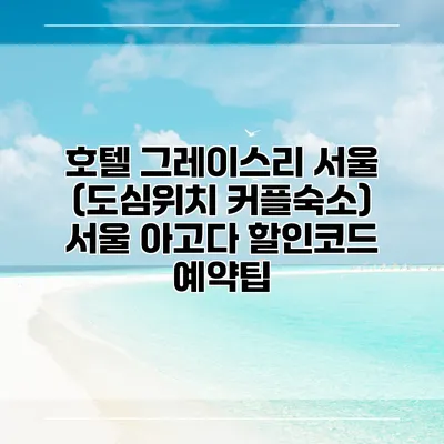 호텔 그레이스리 서울 (도심위치 커플숙소) 서울 아고다 할인코드 예약팁