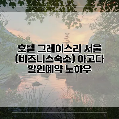 호텔 그레이스리 서울 (비즈니스숙소) 아고다 할인예약 노하우