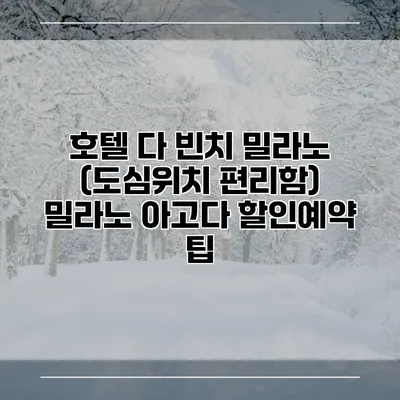 호텔 다 빈치 밀라노 (도심위치 편리함) 밀라노 아고다 할인예약 팁