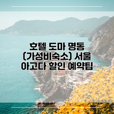 호텔 도마 명동 (가성비숙소) 서울 아고다 할인 예약팁
