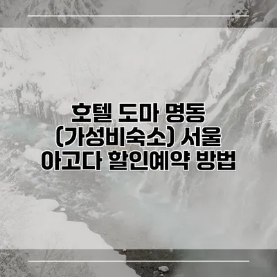 호텔 도마 명동 (가성비숙소) 서울 아고다 할인예약 방법