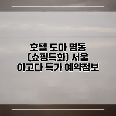 호텔 도마 명동 (쇼핑특화) 서울 아고다 특가 예약정보