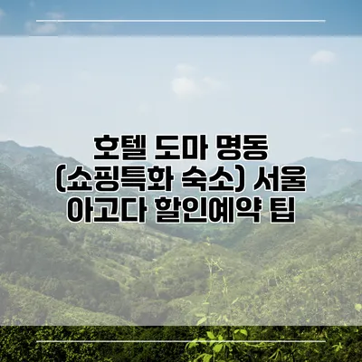 호텔 도마 명동 (쇼핑특화 숙소) 서울 아고다 할인예약 팁