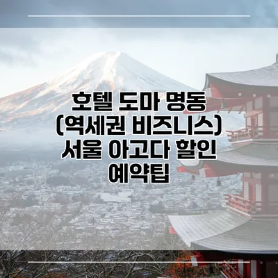 호텔 도마 명동 (역세권 비즈니스) 서울 아고다 할인 예약팁