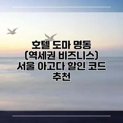 호텔 도마 명동 (역세권 비즈니스) 서울 아고다 할인 코드 추천