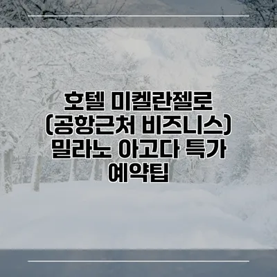 호텔 미켈란젤로 (공항근처 비즈니스) 밀라노 아고다 특가 예약팁