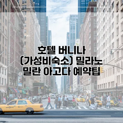 호텔 버니나 (가성비숙소) 밀라노 밀란 아고다 예약팁
