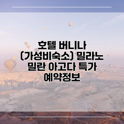호텔 버니나 (가성비숙소) 밀라노 밀란 아고다 특가 예약정보