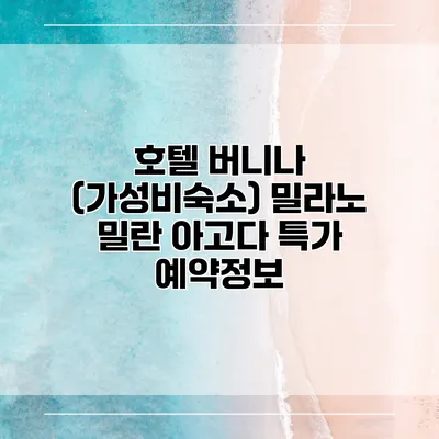 호텔 버니나 (가성비숙소) 밀라노 밀란 아고다 특가 예약정보