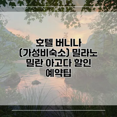 호텔 버니나 (가성비숙소) 밀라노 밀란 아고다 할인 예약팁