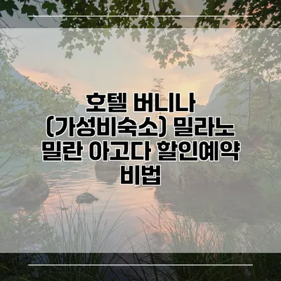호텔 버니나 (가성비숙소) 밀라노 밀란 아고다 할인예약 비법