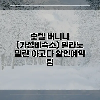 호텔 버니나 (가성비숙소) 밀라노 밀란 아고다 할인예약 팁