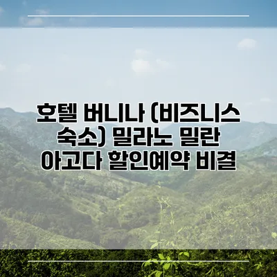 호텔 버니나 (비즈니스 숙소) 밀라노 밀란 아고다 할인예약 비결