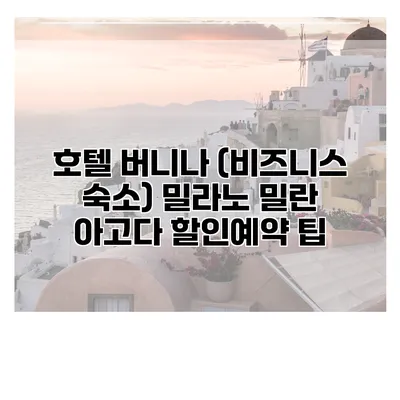 호텔 버니나 (비즈니스 숙소) 밀라노 밀란 아고다 할인예약 팁