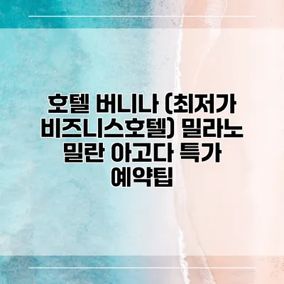 호텔 버니나 (최저가 비즈니스호텔) 밀라노 밀란 아고다 특가 예약팁